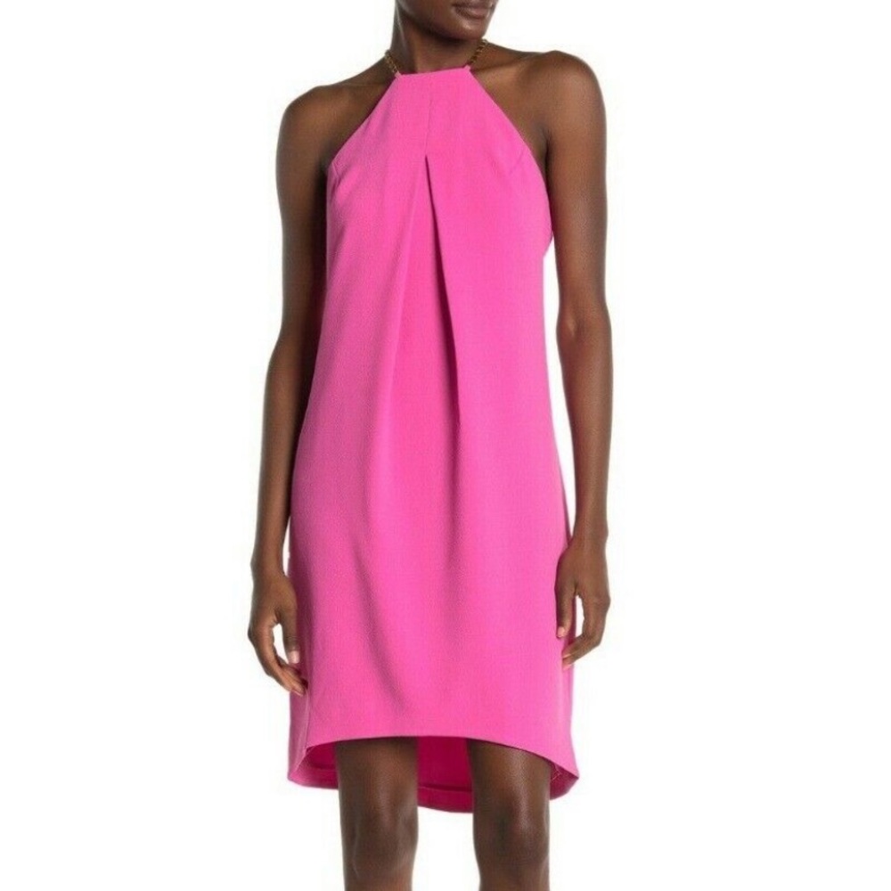 Trina Turk Chain Halter Midi Dress in Pink